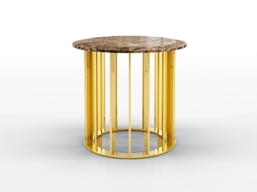TRITON - Round metal coffee table and Dark Emperador top by BRUNO ZAMPA - view 3